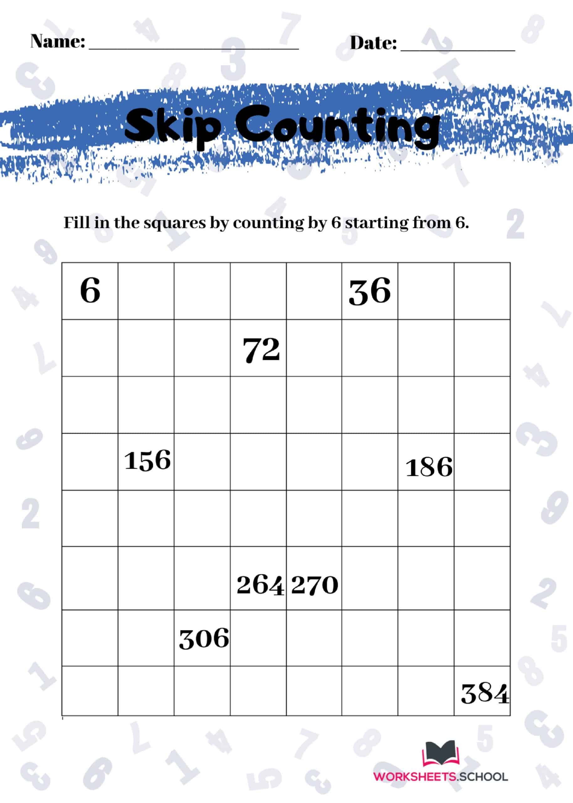Skip Counting Worksheet by 6